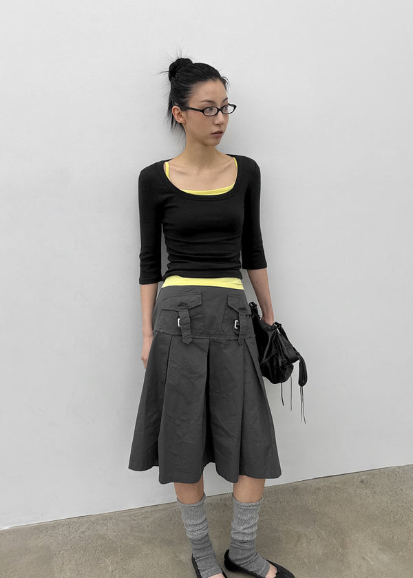 [MADE] Chofrin Square-Neck 7-Length T-Shirt