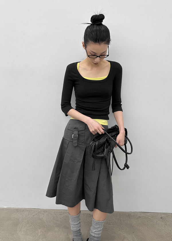 [MADE] Chofrin Square-Neck 7-Length T-Shirt