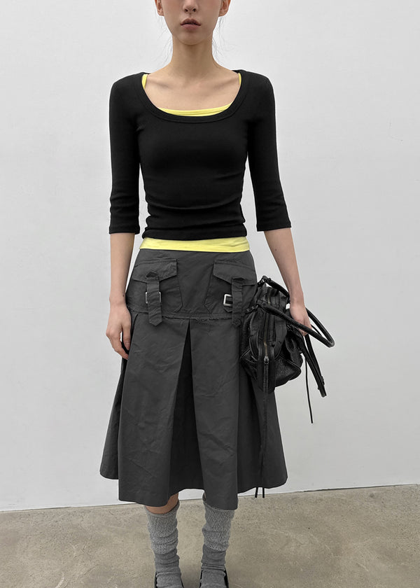 [MADE] Chofrin Square-Neck 7-Length T-Shirt