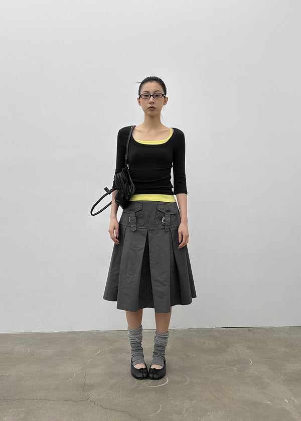 [MADE] Chofrin Square-Neck 7-Length T-Shirt