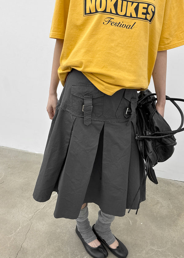 Kurat Washing Pocket Pleats Midi Skirt