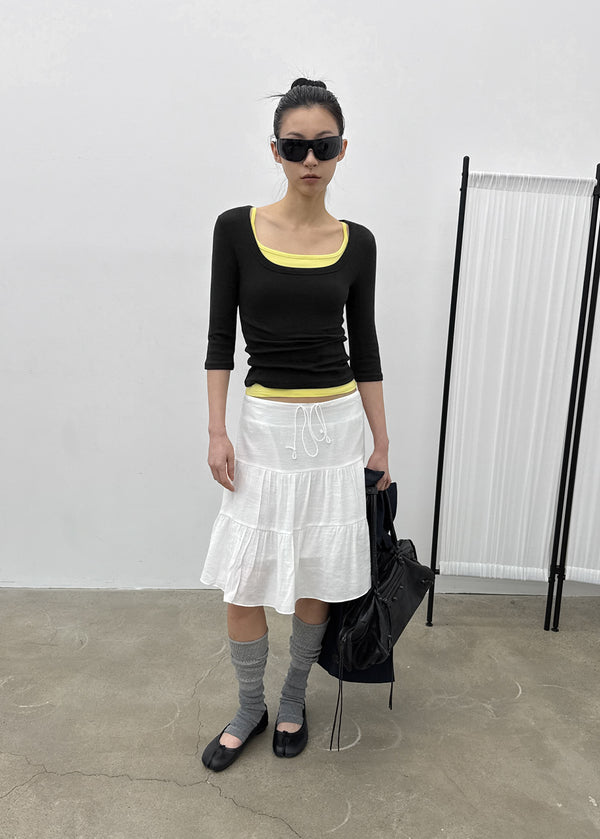 [MADE] Chofrin Square-Neck 7-Length T-Shirt