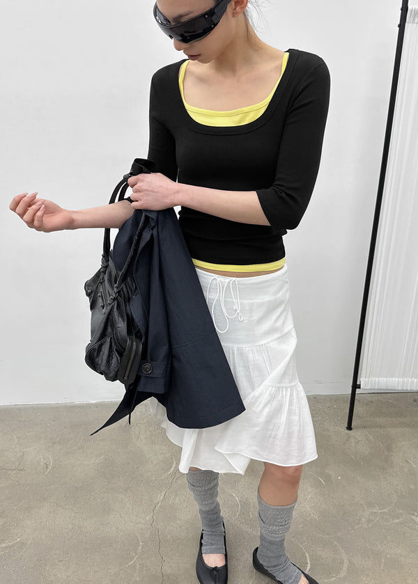 [MADE] Chofrin Square-Neck 7-Length T-Shirt