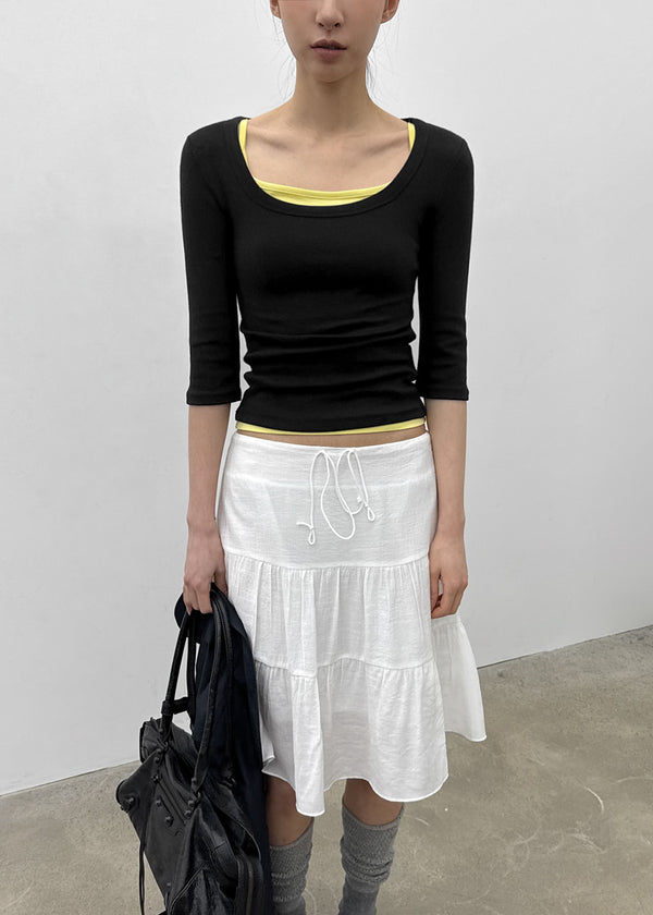 [MADE] Chofrin Square-Neck 7-Length T-Shirt