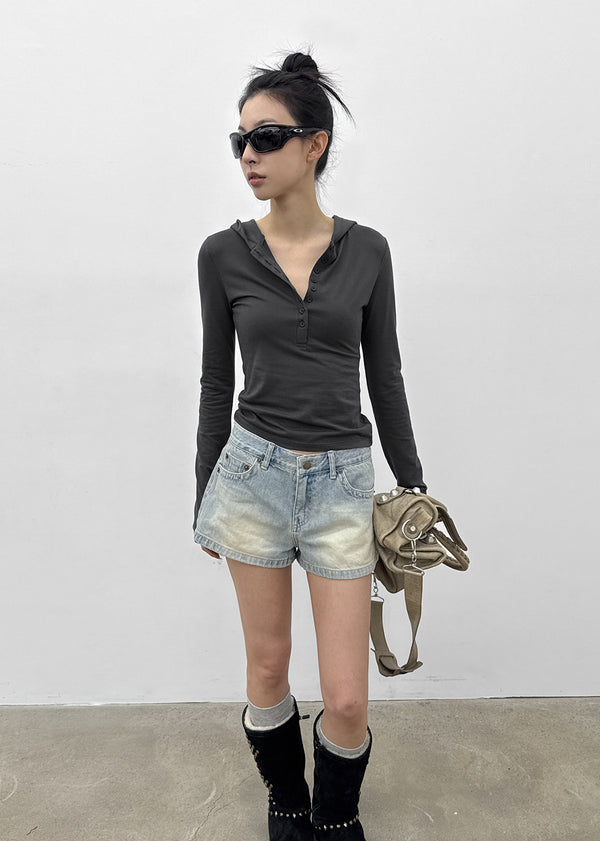 [MADE] Teti Button Hooded Long-Sleeve Tee