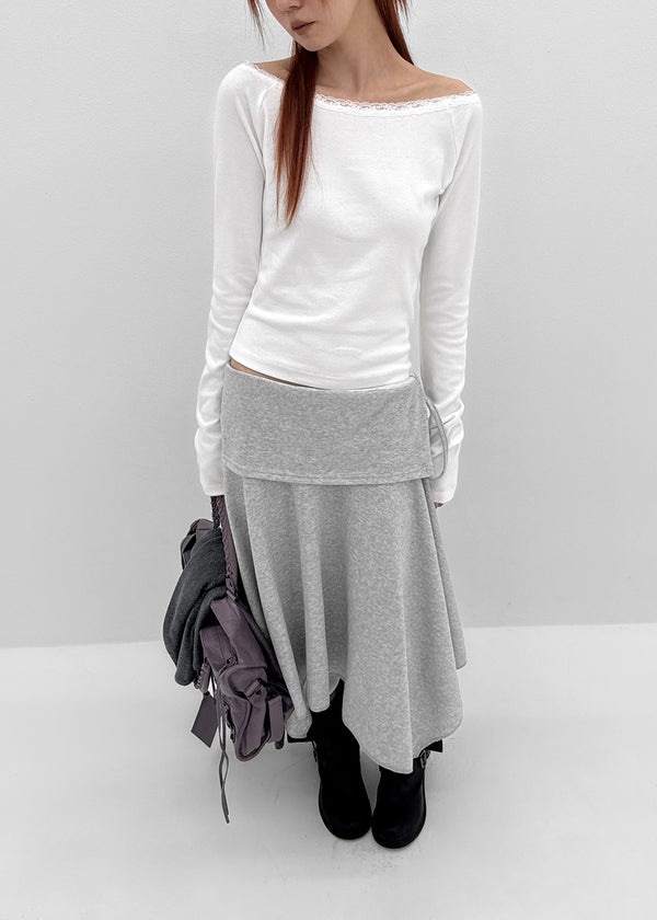 Celani Folding Unbalanced Midi Skirt