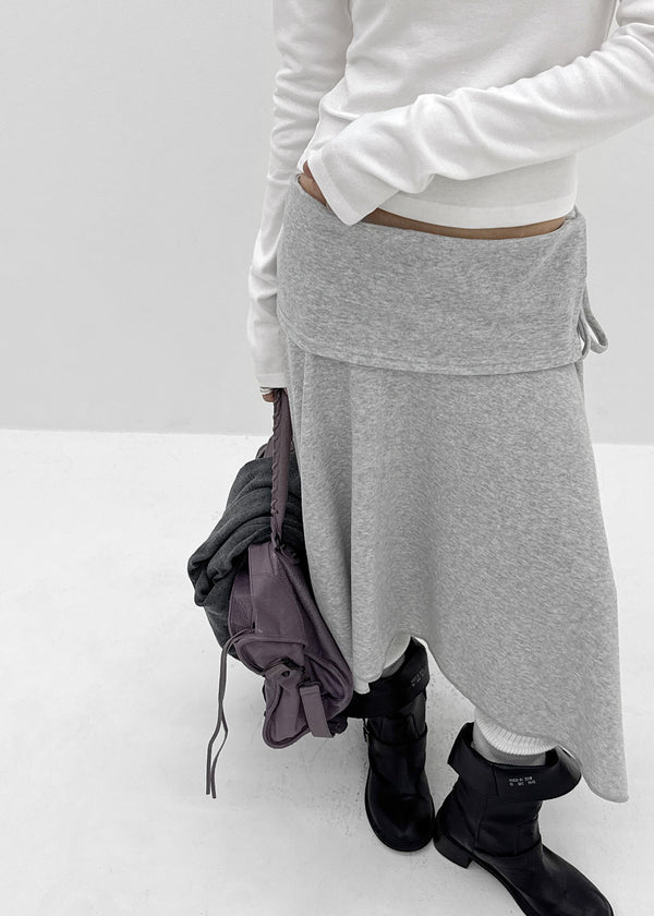 Celani Folding Unbalanced Midi Skirt