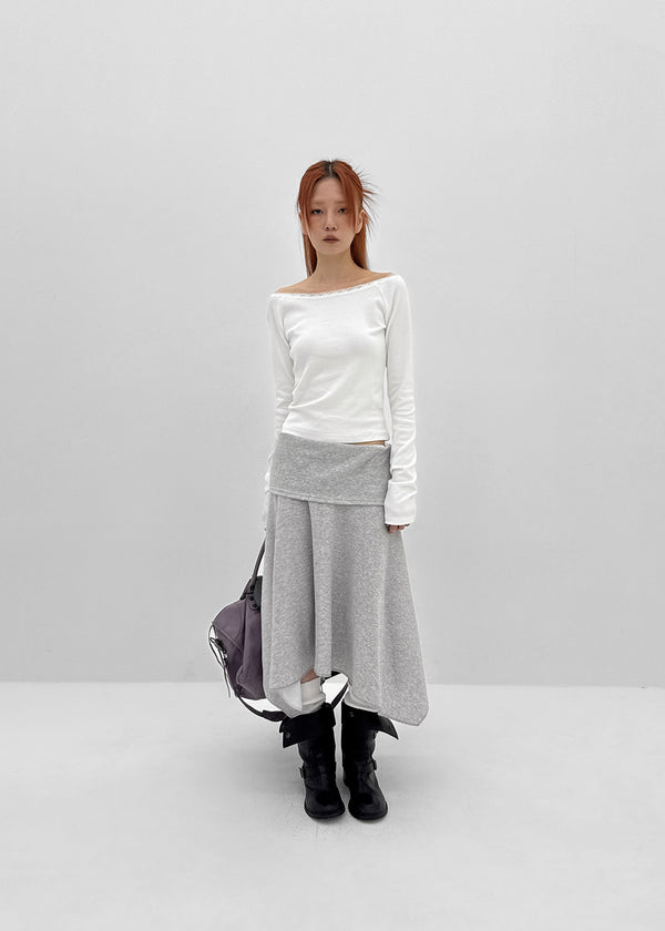 Celani Folding Unbalanced Midi Skirt