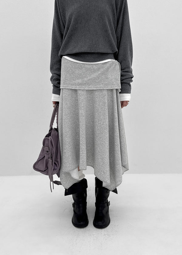 Celani Folding Unbalanced Midi Skirt