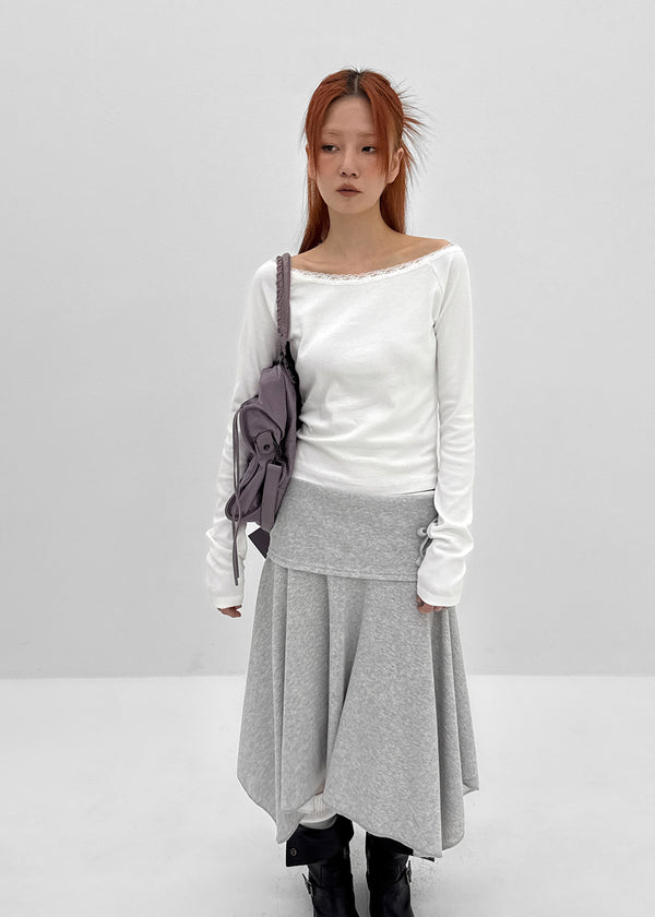 [MADE] Cozetti Lace Off-Shoulder Long Sleeve Top