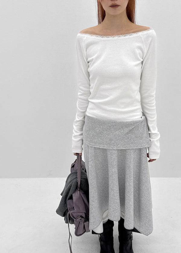 [MADE] Cozetti Lace Off-Shoulder Long Sleeve Top