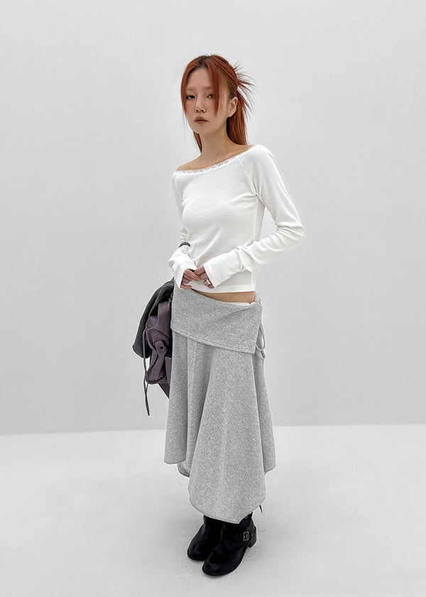 [MADE] Cozetti Lace Off-Shoulder Long Sleeve Top