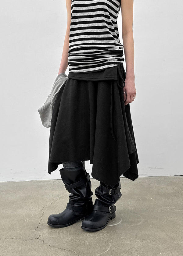Celani Folding Unbalanced Midi Skirt