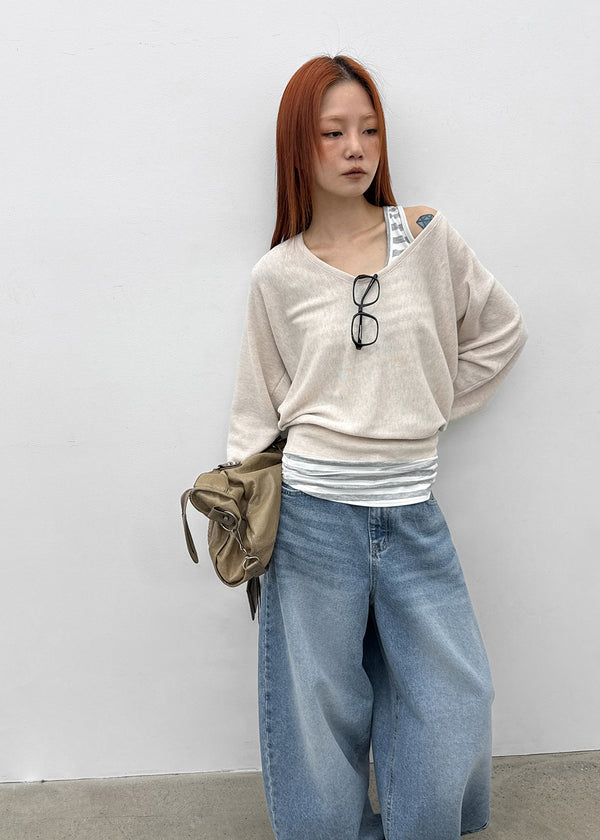 Gerent Back Hole V-neck Knit
