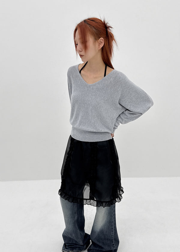 Gerent Back Hole V-neck Knit