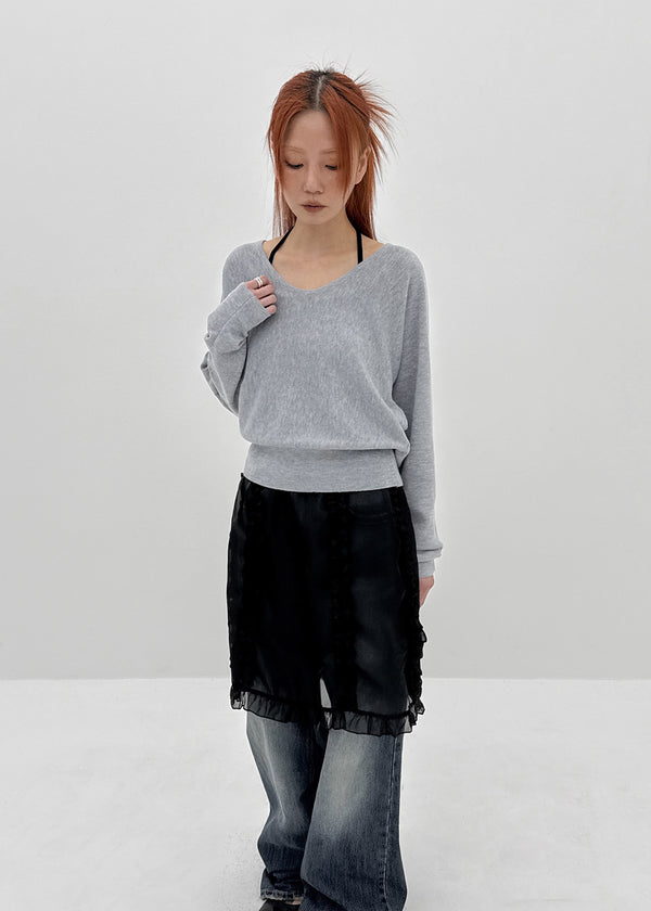 Gerent Back Hole V-neck Knit