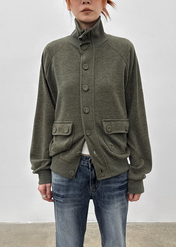 Litnum High-neck Pocket Knit Cardigan