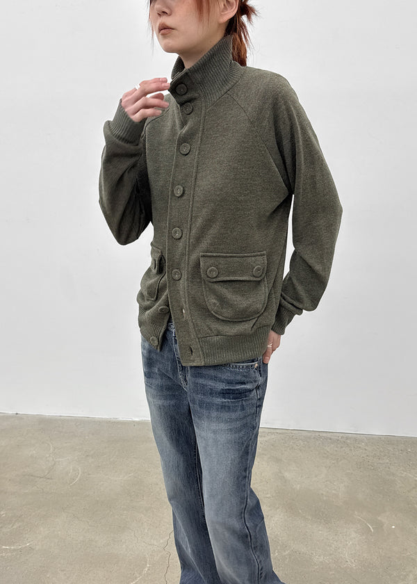 Litnum High-neck Pocket Knit Cardigan