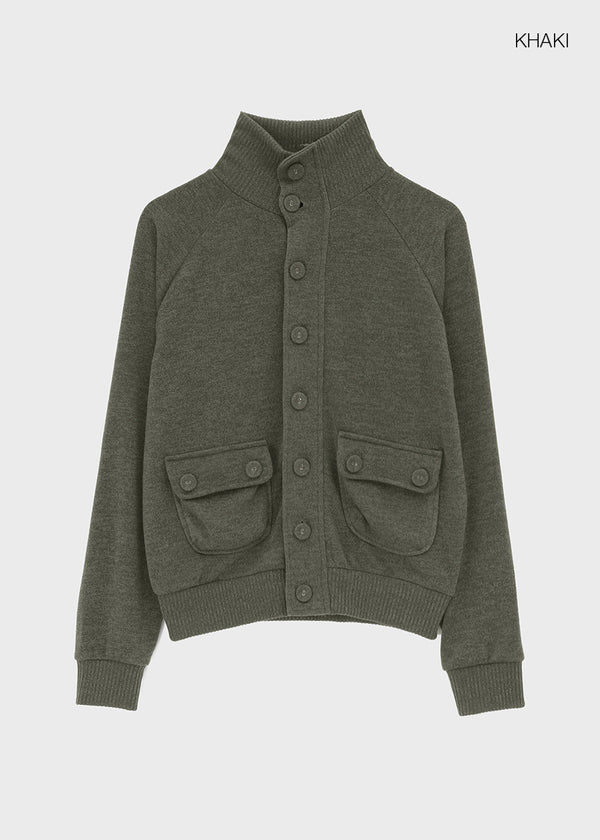 Litnum High-neck Pocket Knit Cardigan