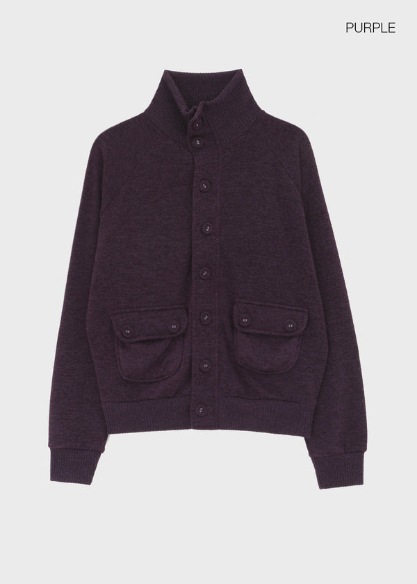 Litnum High-neck Pocket Knit Cardigan