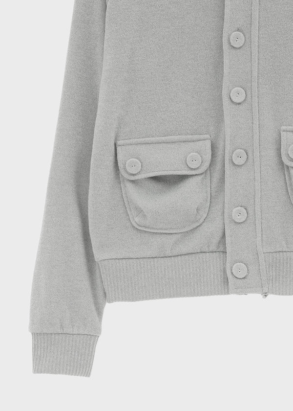 Litnum High-neck Pocket Knit Cardigan