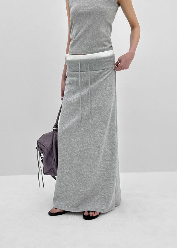 Kabdo Color-block Layered Banding Long Skirt