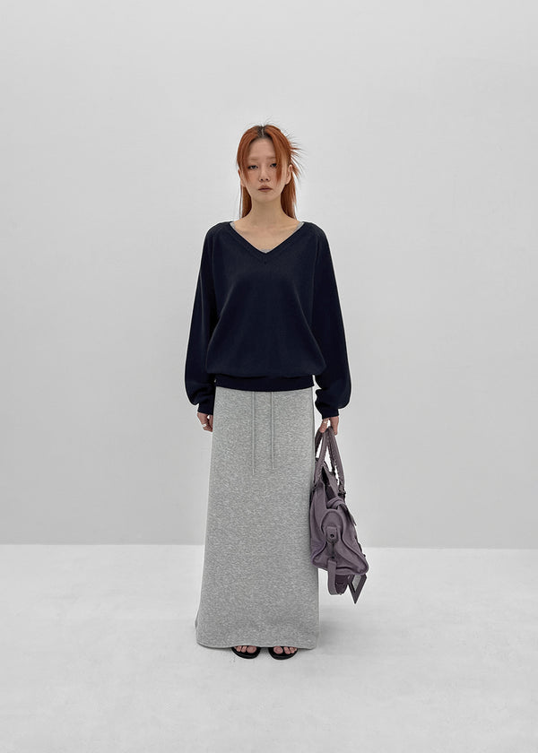 Kabdo Color-block Layered Banding Long Skirt