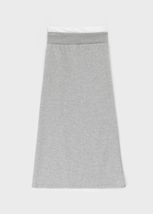 Kabdo Color-block Layered Banding Long Skirt