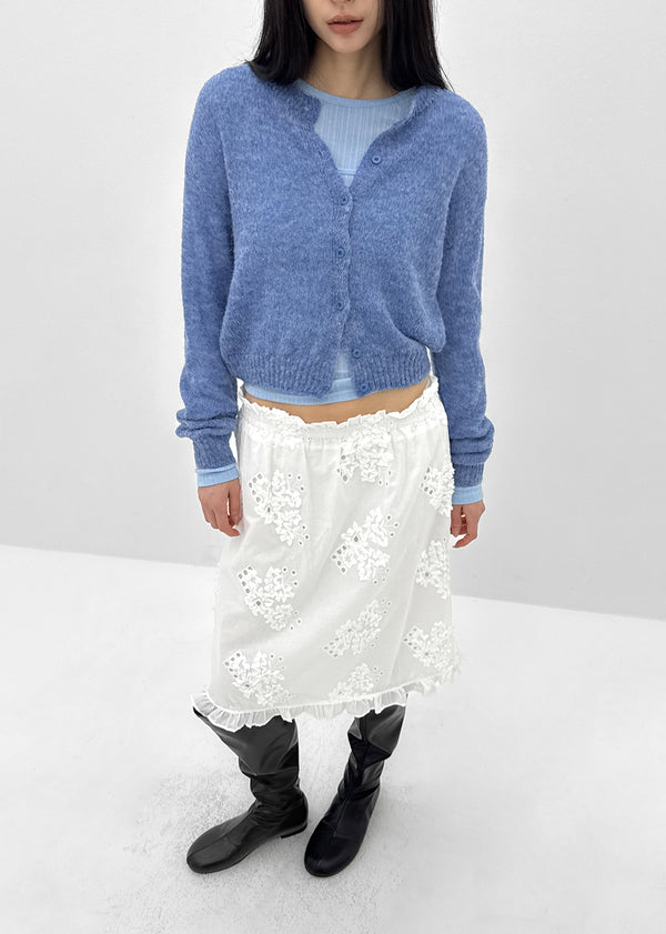 Neeson Hairy Round Wool Knit Cardigan