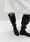Tonycorn Spandex Leather Long Boots