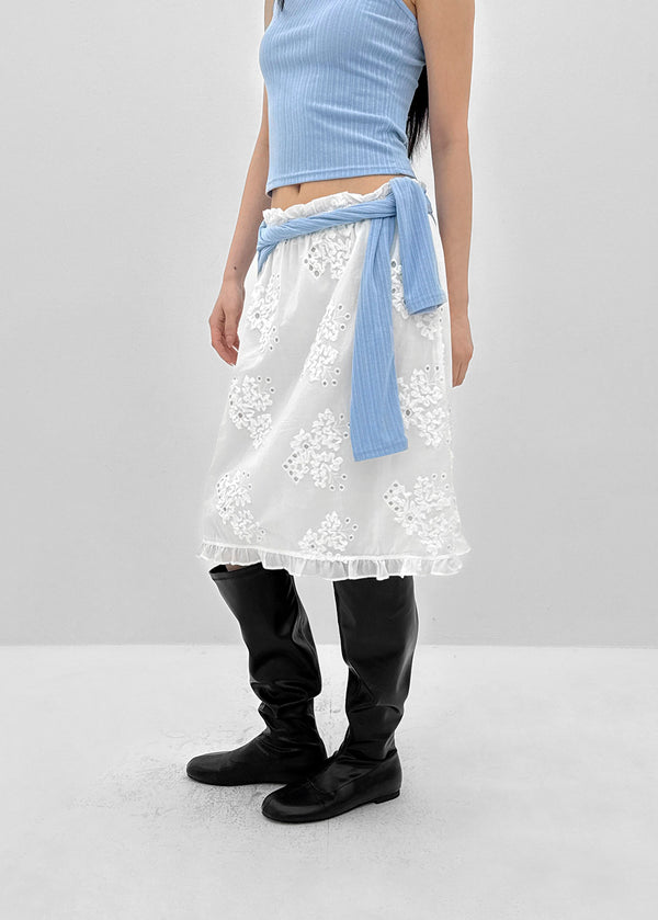 Mitron Punching Lace Banding Midi Skirt