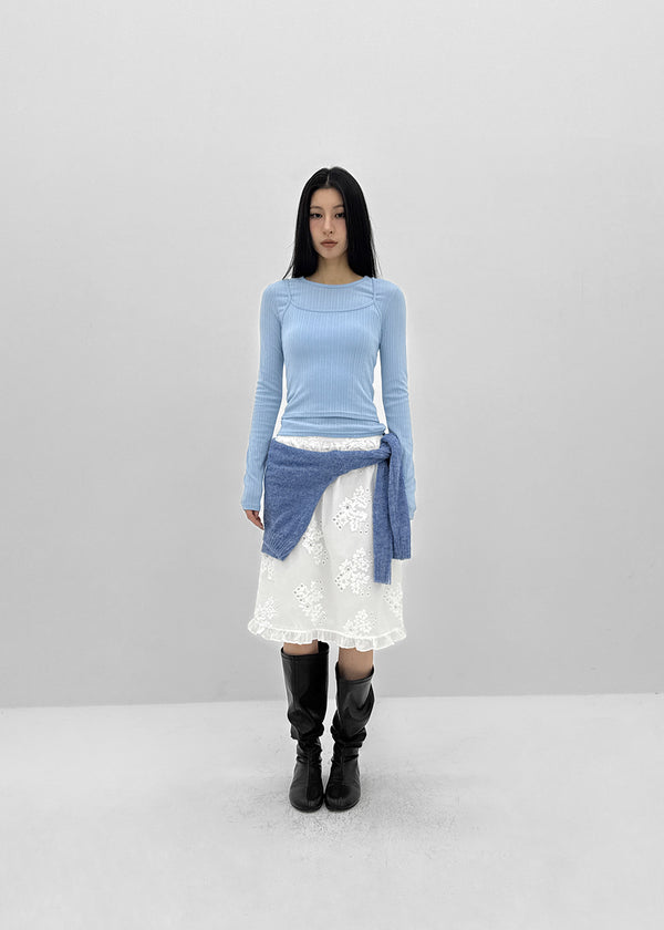 [MADE] Fluffy Layered Ribbed Long Sleeve Top (Set Available)