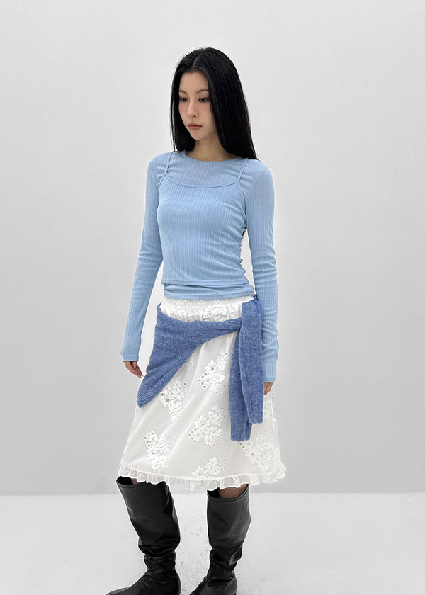 [MADE] Fluffy Layered Ribbed Long Sleeve Top (Set Available)