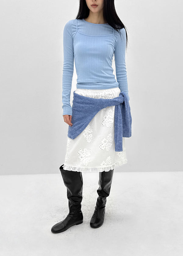 [MADE] Fluffy Layered Ribbed Long Sleeve Top (Set Available)