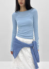 [MADE] Fluffy Layered Ribbed Long Sleeve Top (Set Available)