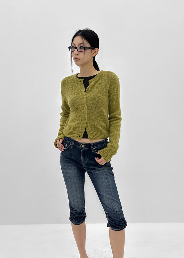 Neeson Hairy Round Wool Knit Cardigan