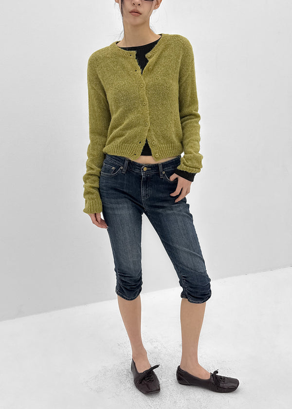 Neeson Hairy Round Wool Knit Cardigan