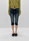 Betco Washed Shirring Capri Denim Pants