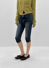 Betco Washed Shirring Capri Denim Pants