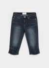 Betco Washed Shirring Capri Denim Pants