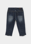 Betco Washed Shirring Capri Denim Pants