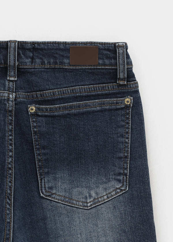 Betco Washed Shirring Capri Denim Pants