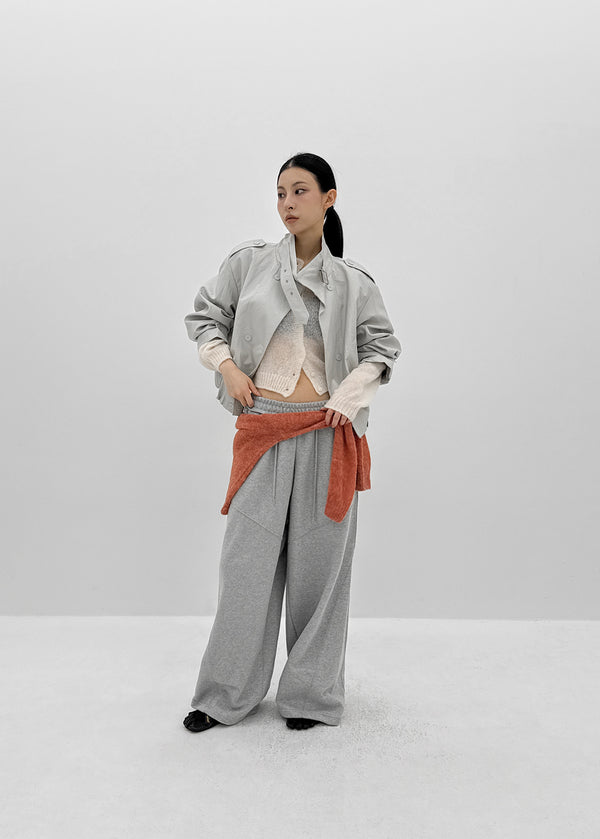 Harken High-neck Double-button Leather Jacket