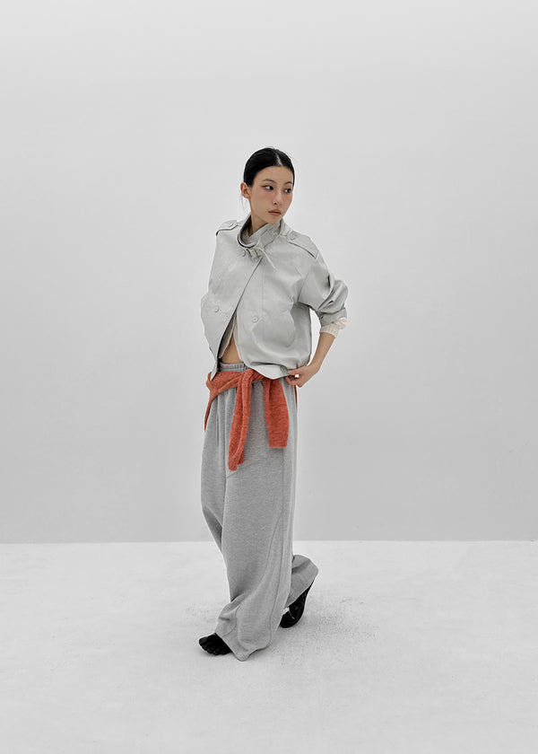 Harken High-neck Double-button Leather Jacket