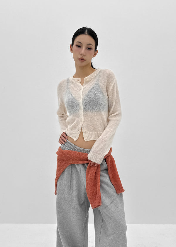 Neeson Hairy Round Wool Knit Cardigan