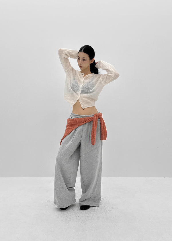 Neeson Hairy Round Wool Knit Cardigan