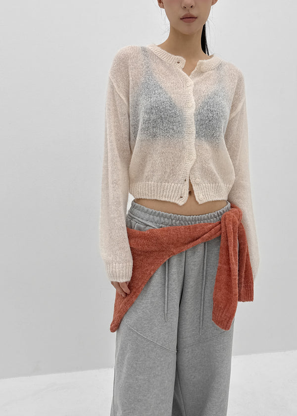 Neeson Hairy Round Wool Knit Cardigan