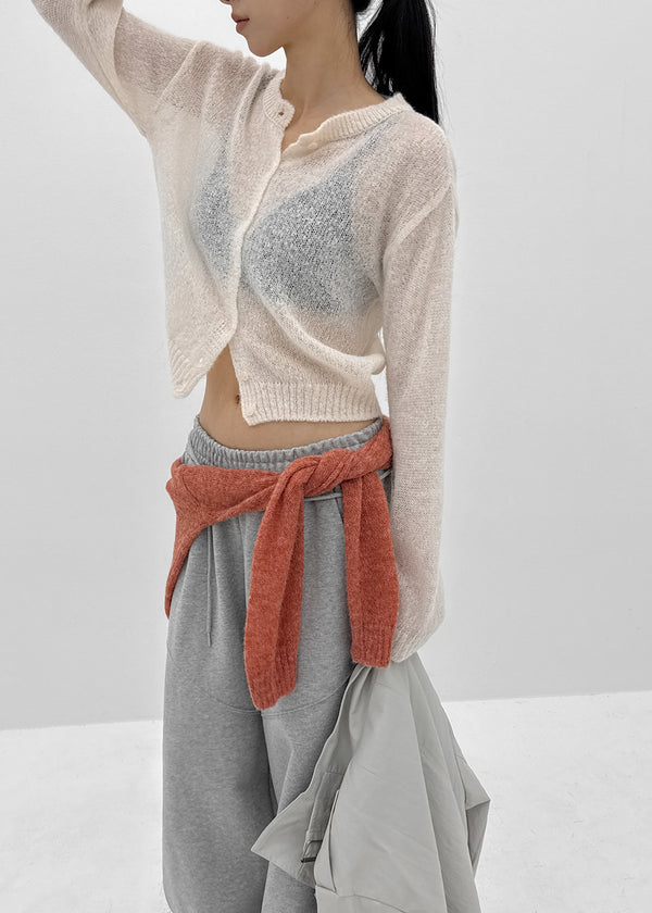 Neeson Hairy Round Wool Knit Cardigan