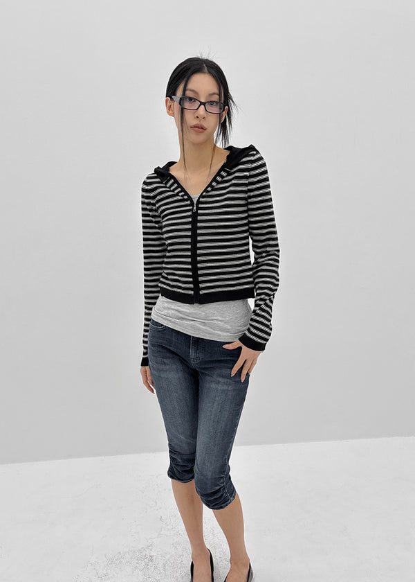 [MADE] Ripol Stripe Knit Hood Zip-Up (Set Available)