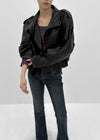 Harken High-neck Double-button Leather Jacket